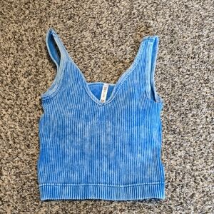 Blue Ribbed Women's Top